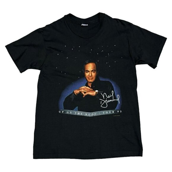 Vintage Other - RARE Vintage SINGLE STITCH 1993 NEIL DIAMOND Upon The Roof Tour Tee Shirt Large